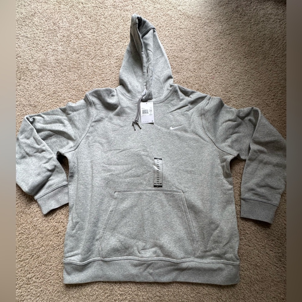 NWT Nike Hoodie Sweatshirt Club Fleece Pullover Gray Men's Size 2XL 611457-063